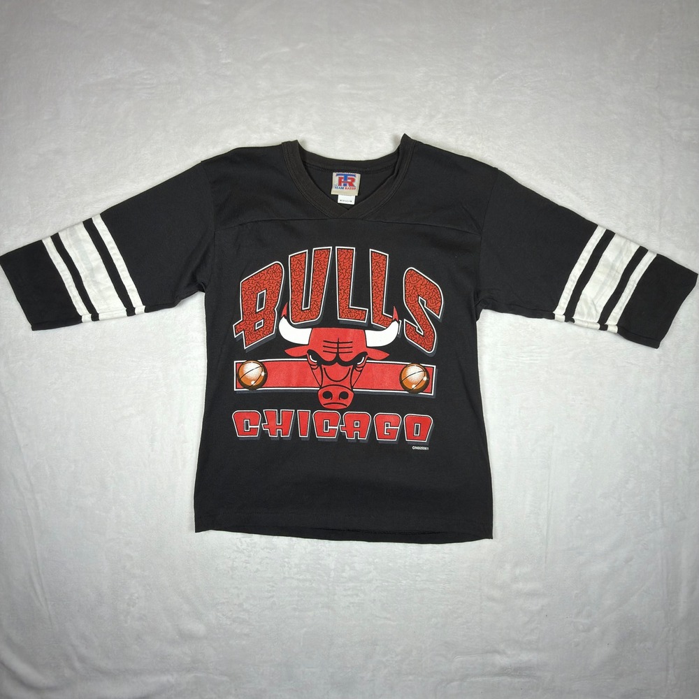 Vintage Chicago Bulls Team Rated Shirt Kids Medium 10-12 Black Long Sleeve USA